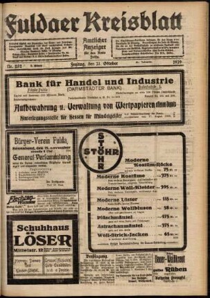 Zweite Ausgabe vom Freitag, den 31. Oktober 1919.
