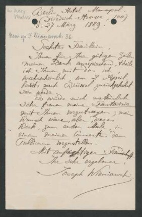 Brief an Mary Wurm : 27.03.2017