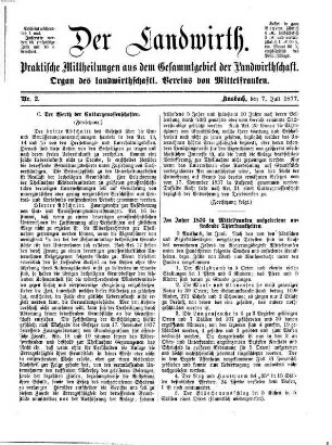 Der Landwirt : praktische Mitteilungen aus dem Gesamtgebiet der Landwirtschaft, 1877