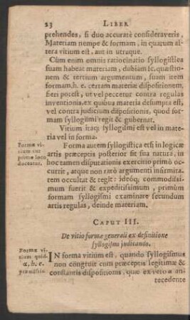 Caput III. De vitio formae generali ex definitione syllogismi iudicando.
