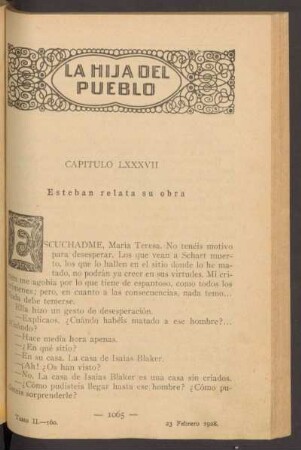 Capítulo LXXXVII - Esteban relata su obra