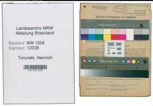 Entnazifizierung Heinrich Torunski , geb. 11.11.1896 (Lokfuehrer)