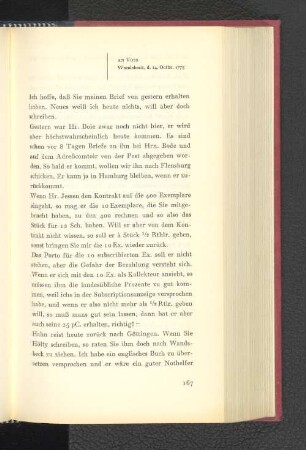 An Voss Wandsbeck, den 14. Oktober 1775