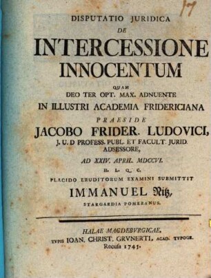Disp. iur. De intercessione innocentum