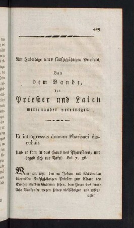 429-457, Am Jubeltage eines fünfzigjährigen Priesters.