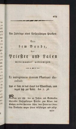 429-457, Am Jubeltage eines fünfzigjährigen Priesters.