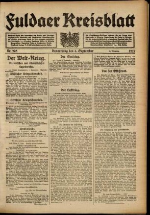 Ausgabe vom Donnerstag, den 06. September 1917.