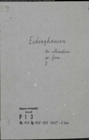 Zivilstandsregister der evangelischen Gemeinde Eidinghausen, Kreis Minden (GAHT 1808-November 1811) (Gemeinde: Evangelische Gemeinde Eidinghausen)