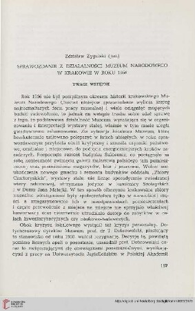 5: Sprawozdanie z działalnos̓ci Muzeum Nardowego w Krakowie w roku 1956