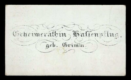 Visitenkarte von Charlotte Amalie Grimm