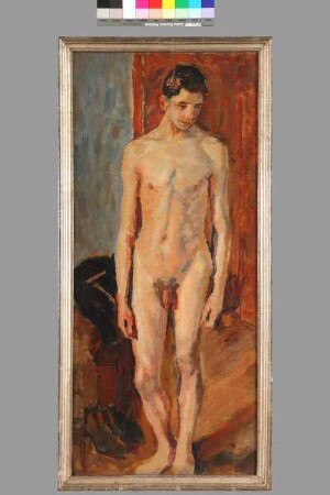 Stehender Jünglingsakt im Zimmer