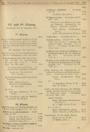97. und 98. Sitzung. Sonnabend den 13. Dezember 1919