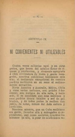 Artículo IX. Ni convenientes ni utilizables