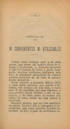 Artículo IX. Ni convenientes ni utilizables