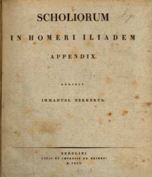 Scholia in Homeri Iliadem, Appendix