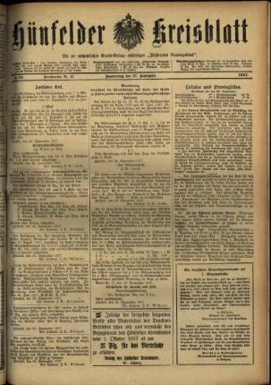 Ausgabe vom Donnerstag, den 27. September 1917.