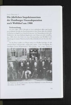 Die jährlichen Inspektionsreisen der Hamburger Finanzdeputation nach Wohldorf um 1900