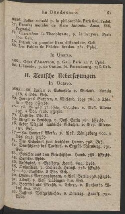 II. Teutsche Uebersetzungen