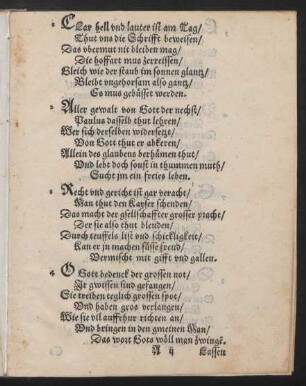CLar hell vnd lauter ist am Tag/ || Thut vns die Schrifft beweisen/ ||