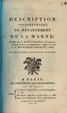 Description topographique du Département de la Marne