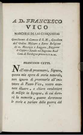 AD. Francesco Vico Marchese De Las Conquistas