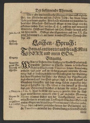 [Joh. 20, 28] Leichen-Spruch: