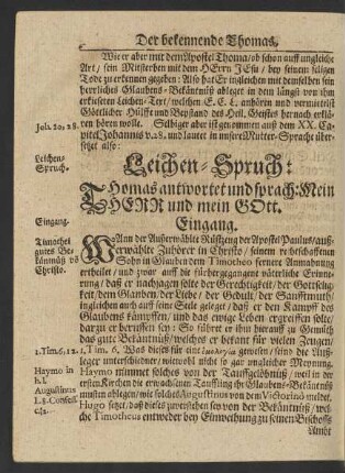 [Joh. 20, 28] Leichen-Spruch:
