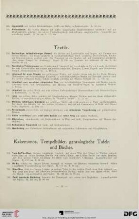 Kakemonos, Tempelbilder, genealogische Tafeln und Bücher (Nr. 333-360)
