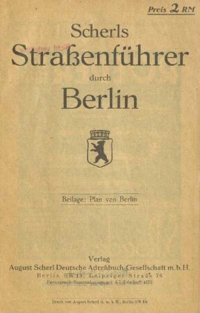 1936: Scherls Straßenführer durch Berlin