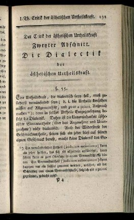 Zweyter Abschnitt. Die Dialektik der ästhetischen Urtheilskraft.