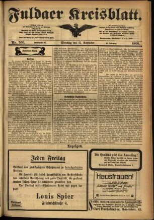 Zweite Ausgabe vom Dienstag, den 17. November 1908.