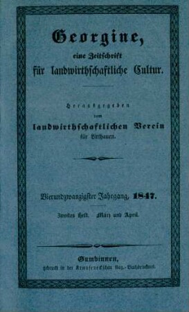Vierundzwanzigster Jahrgang, 1847. Zweites Heft. März und April.