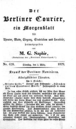 No. 628., Dienstag, den 3. März 1829