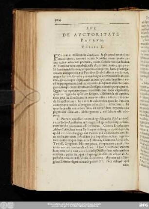 XVI. De Auctoritae Patrum.