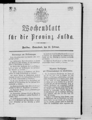 Nr. 9, Ausgabe vom 28. Februar 1857