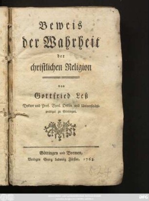 Beweis der Wahrheit der christlichen Religion