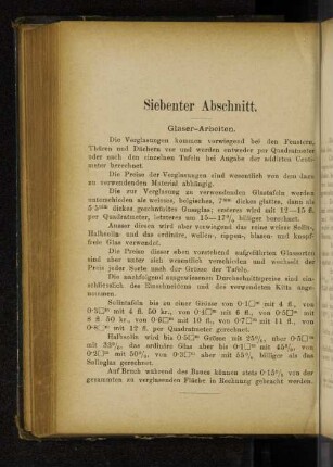 Siebenter Abschnitt. Glaser-Arbeiten.