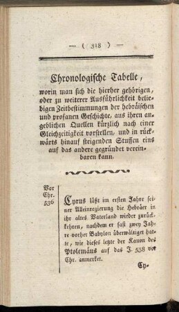 Chronologische Tabelle, [...]