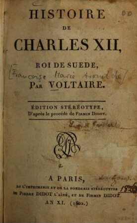 Histoire de Charles XII, roi de suede