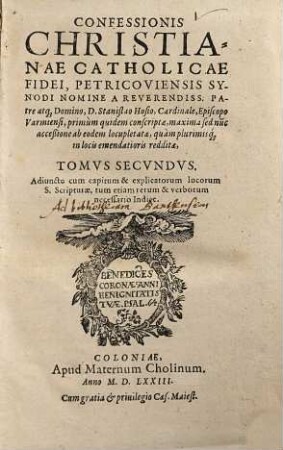 Confessionis christianae catholicae fidei, Petricoviensis Synodi nomine ... tomus ... : adiuncto ... indice. 2