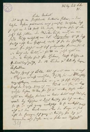 Brief vom 24. Februar 1881