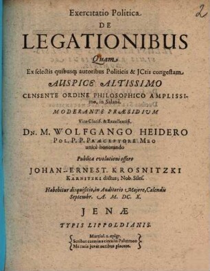 Exercitatio Politica De Legationibus