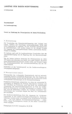 Änderung des Wassergesetzes