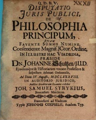 Diss. iur. publ. de philosophia principum