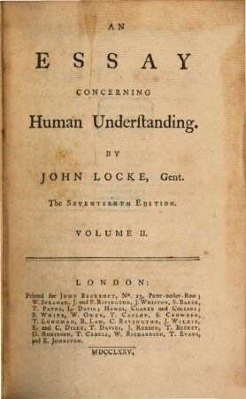 An essay concerning human understanding : in four books, 2