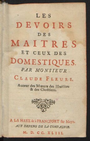 Les Devoirs Des Maitres Et Ceux Des Domestiques