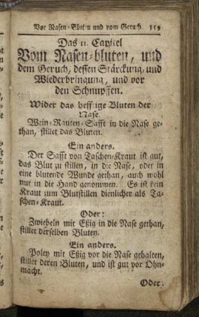 11. Vom Nasen-bluten, und dem Geruch, ... und vor den Schnupffen