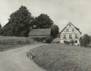 Rosenthal-Bielatal, Bergstraße 41. Vierseithof. Straßenansicht mit Zufahrt