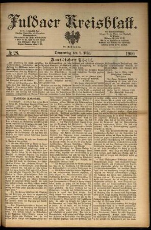 Erste Ausgabe vom Donnerstag, den 08. März 1900.