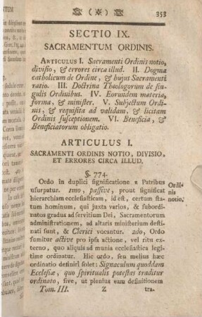 Sectio IX. Sacramentum Ordinis.